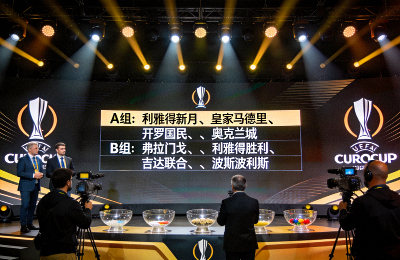 世俱杯小组赛抽签仪式现场大屏幕显示分组结果